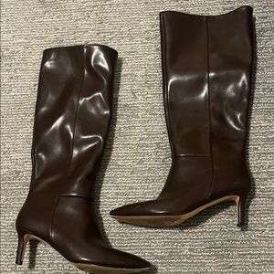 Elegant Brown Leather Knee-High Boots